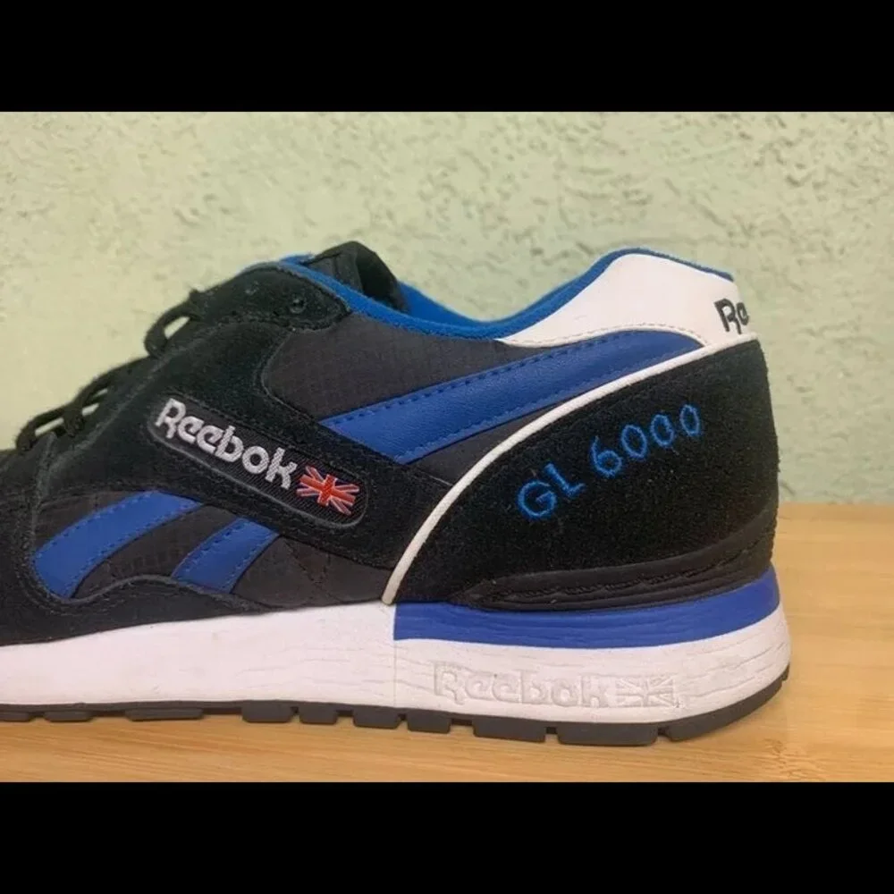 Size 10 - Reebok Lifestyle GL‎ 6000 V47346 Mens Black Trust Blue Sneaker Shoes